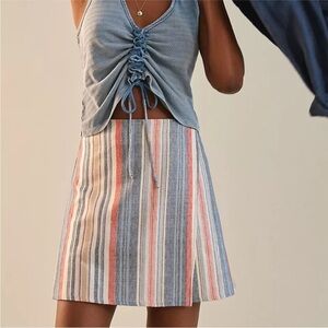 Anthropologie Porridge Clothing Striped Cotton Wrap Skirt - Size Small